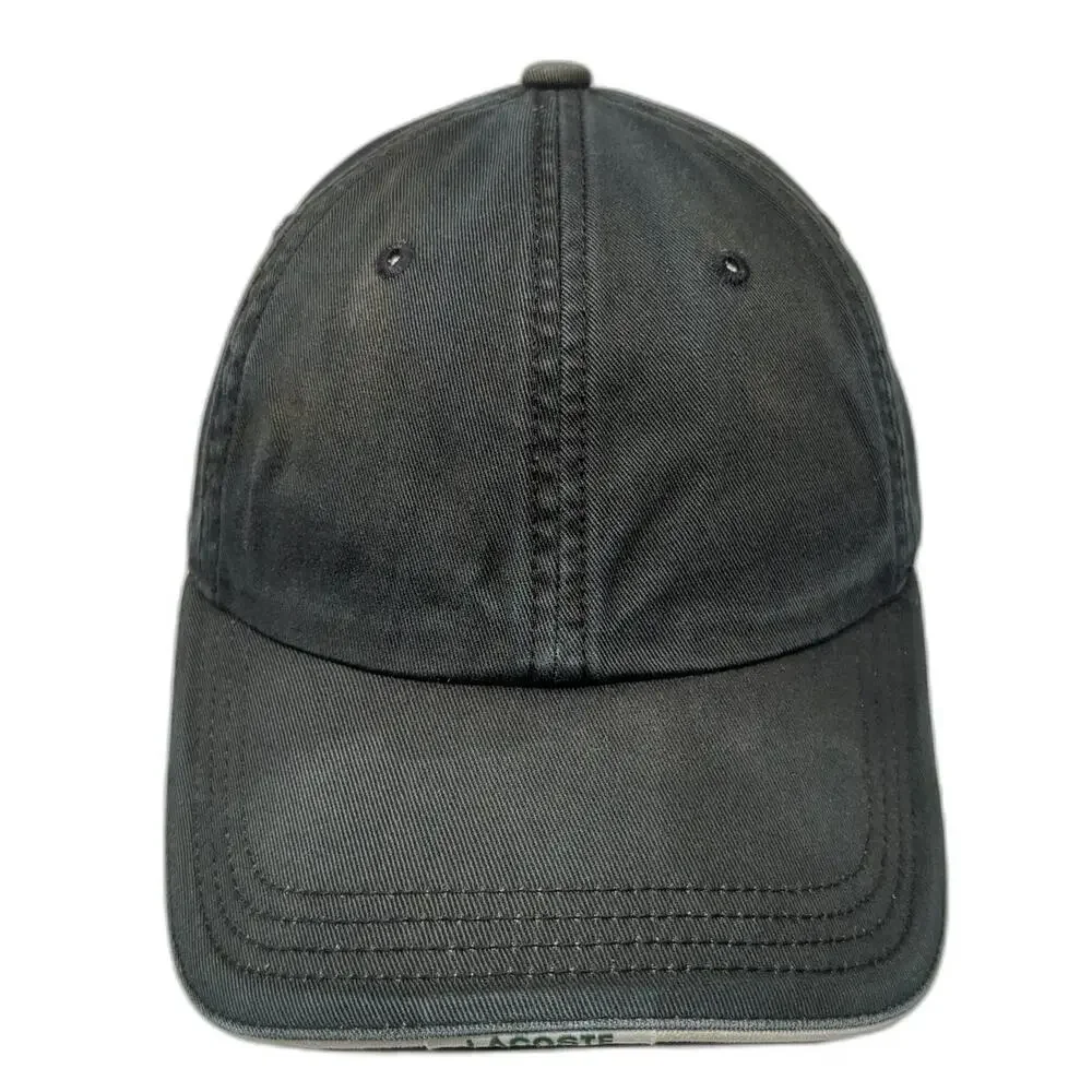 Lacoste Baseball Cap Black One Size Adjustable Slideback Cotton Hat Logo Design